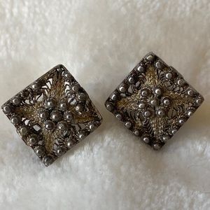 Sterling silver filigree earrings screwback
